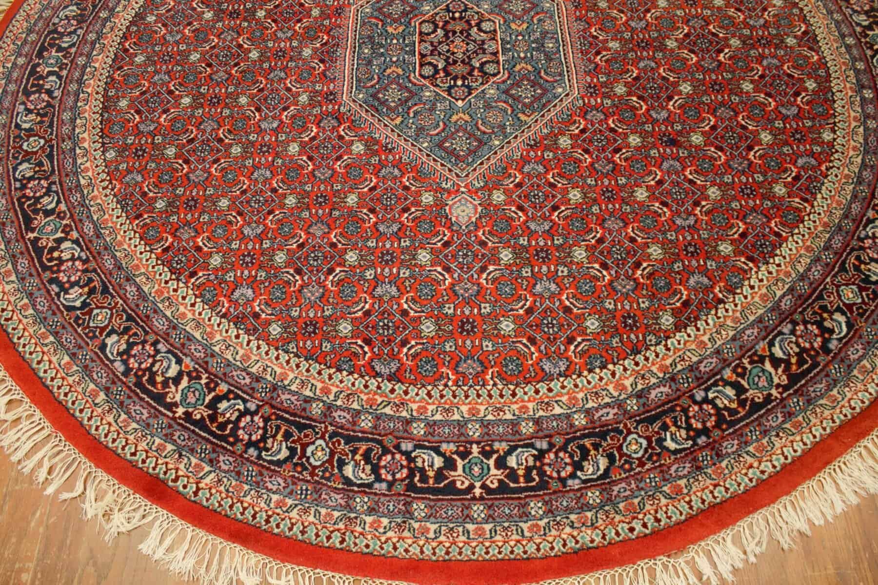 8 x 8 Round Indo-Bijar In Crimson - Image 5