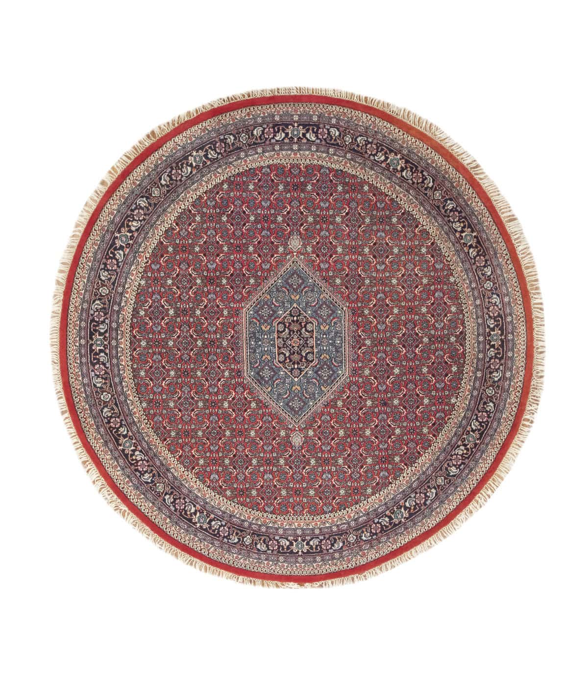 8 x 8 Round Indo-Bijar In Crimson