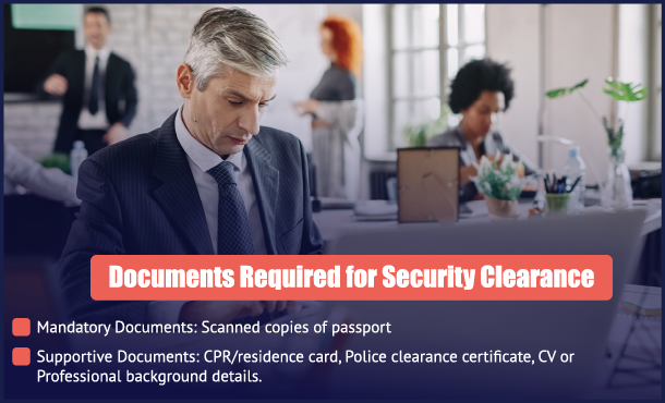 PI Startup Advisory checklist of documents required for Bahrain security clearance, including a passport, CPR and police clearance certificate.