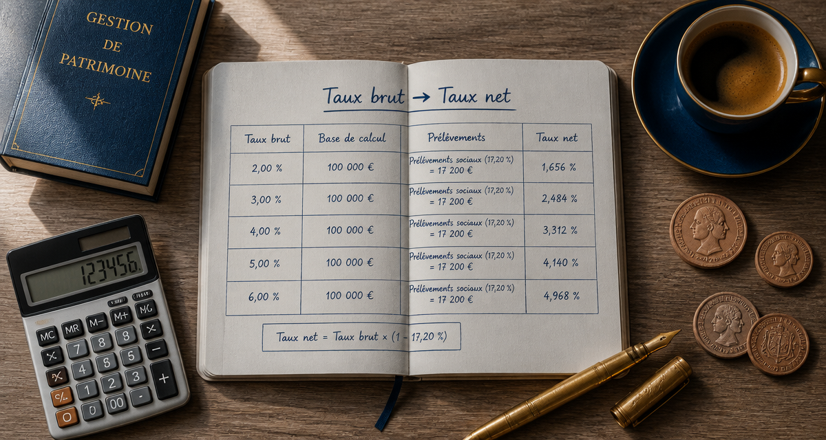 convertir taux brut en net épargne calcul