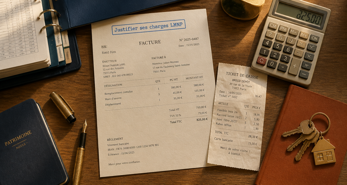 lmnp facture ou ticket de caisse sur bureau investisseur