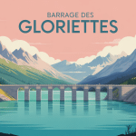barrage des gloriettes lac turquoise et montagnes