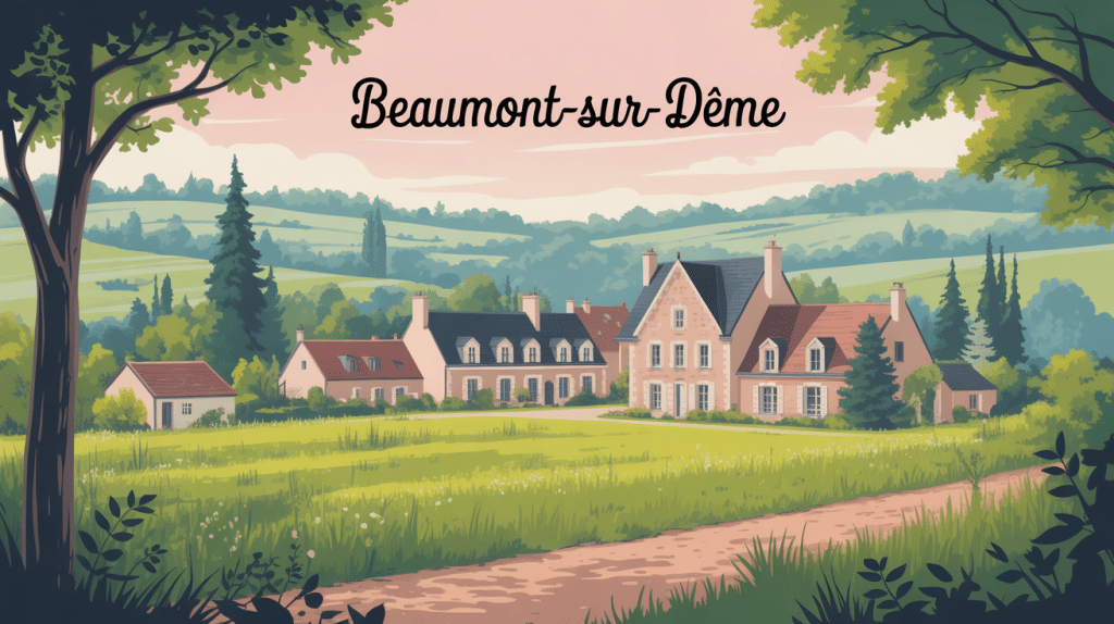 illustration beaumont sur deme village sarthois bocage
