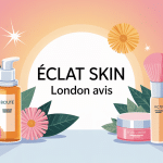 Eclat Skin London avis, illustration élégante produits cosmétiques