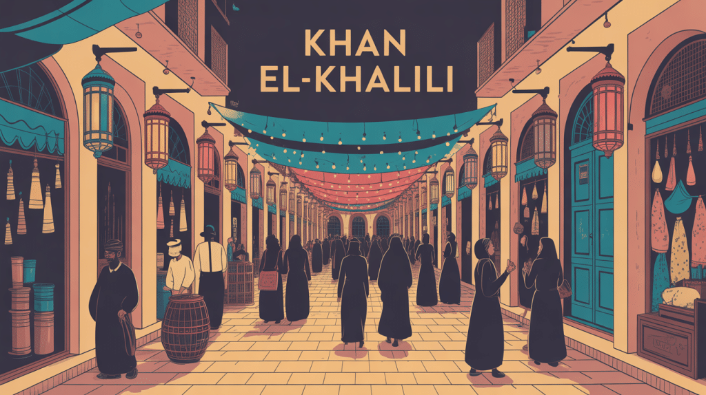 Illustration Khan el-Khalili Cairo Egypt ambiance festive