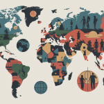 Pays par m, illustration stylisée des pays du monde