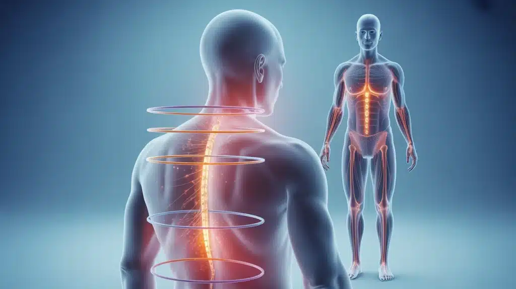 Illustration d’acupression sciatique et trajet du nerf libéré