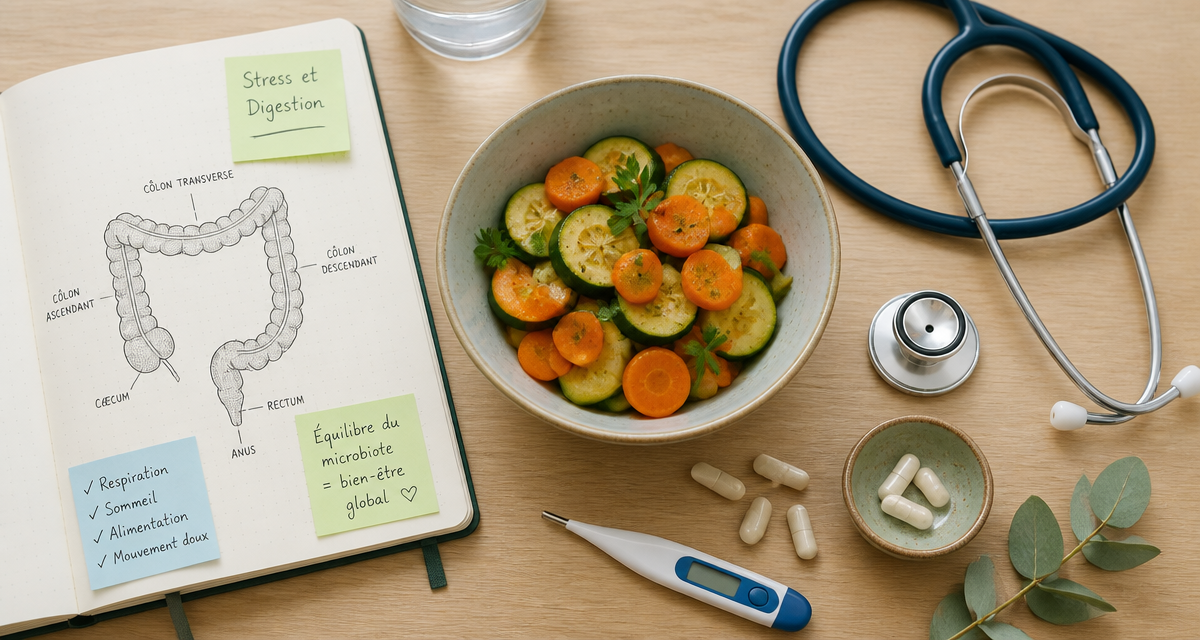 diverticulite et stress, schéma côlon, alimentation