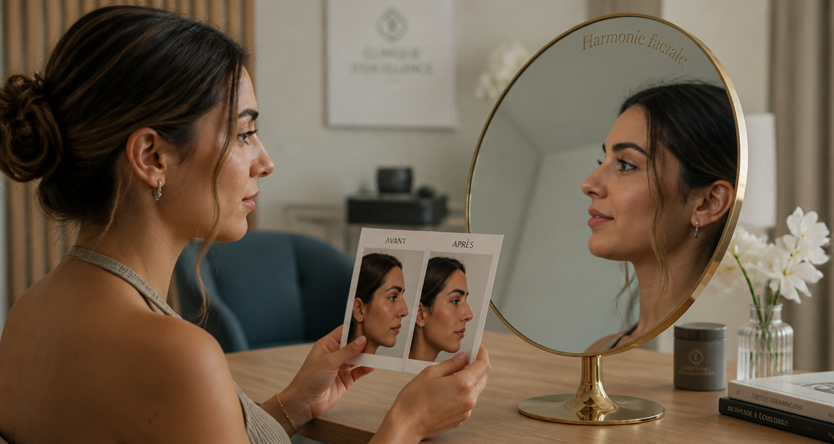 rhinoplastie avant et apres femme profil miroir
