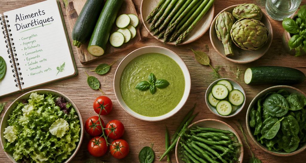aliments diurétiques légumes frais velouté vert