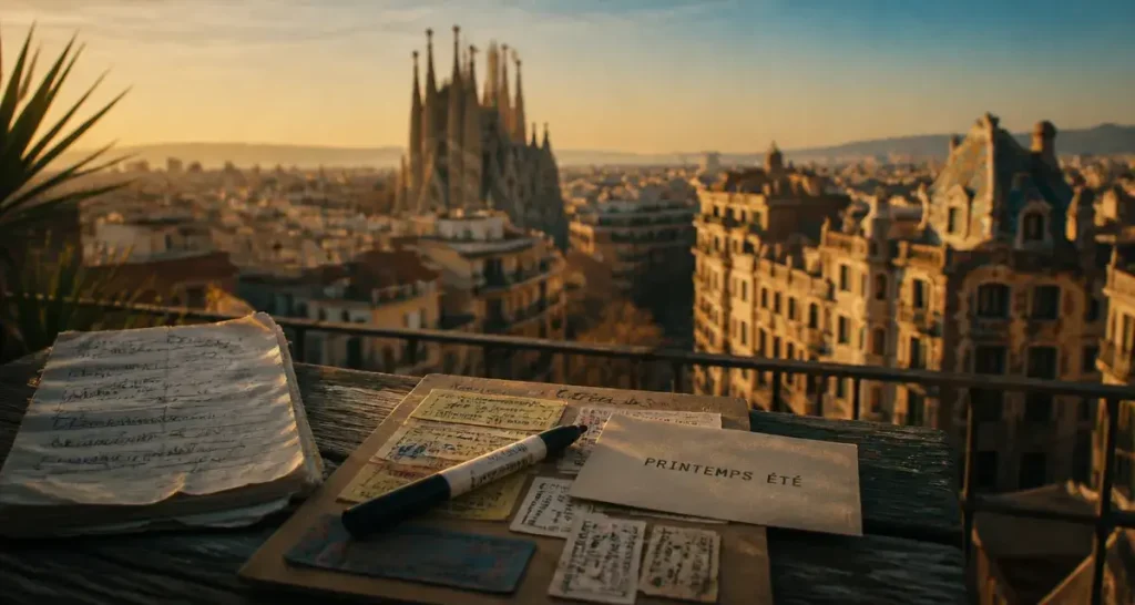 Barcelone quand partir : vue dorée sur la Sagrada Família depuis la terrasse