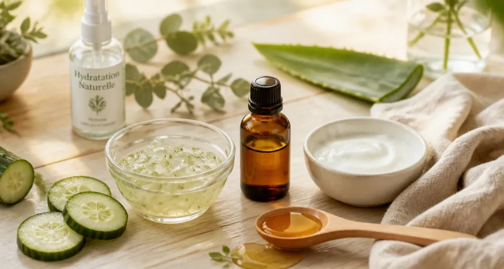comment hydrater sa peau sans crème aloe vera huile végétale concombre