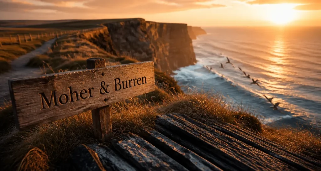 Irlande que visiter : Falaises de Moher et Burren au coucher du soleil