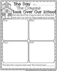 Narrative Writing Prompts for August - The Day Crayons took over our School.
