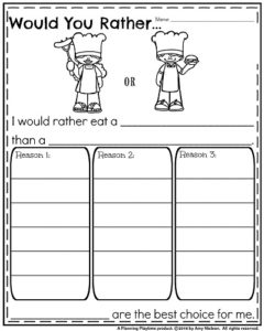 Opinion Writing Prompts for August - Would your rather a Hot Dog or Hamburger.