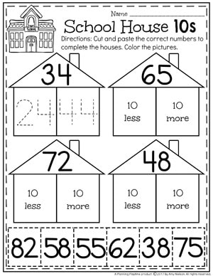 10 More 10 Less Worksheets for kids.