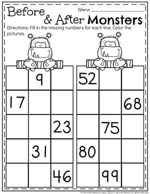 Before and After Worksheets for Kinderten - Fun kindergarten Math Worksheets