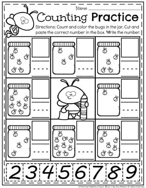 Bug Counting Worksheets for Kindergarten or Preschool