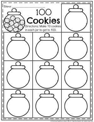 Count to 100 Worksheets for Kindergarten - Make 100 Cookies