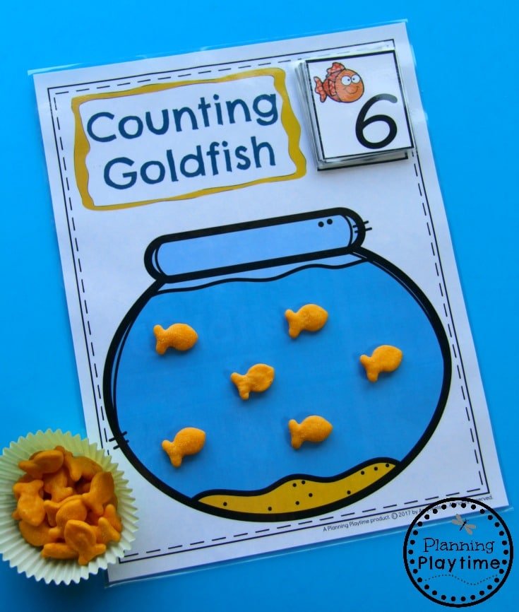 Kindergarten Math Centers - Goldfish Counting Activity.