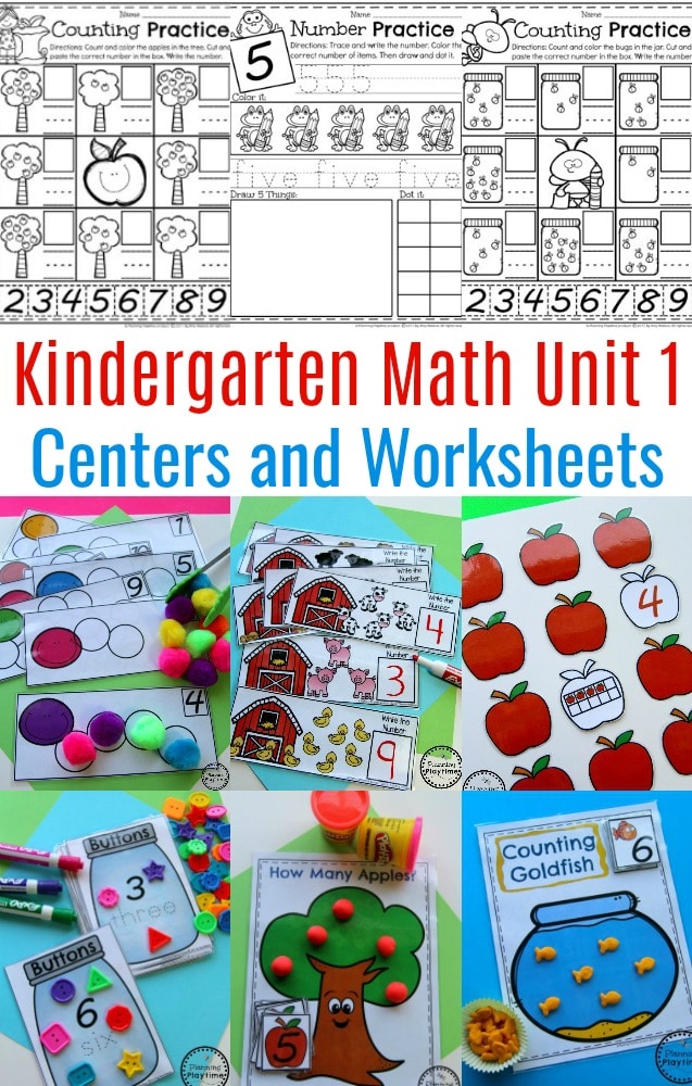 Kindergarten Number Worksheets and Math Centers