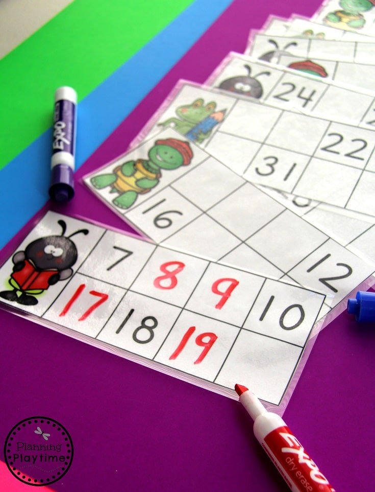 Missing Number cards. Complete the sequences.