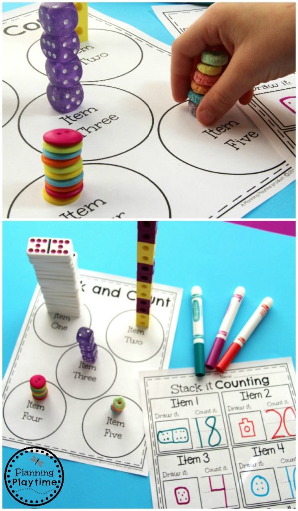 Stack and Count activity for Kindergarten.