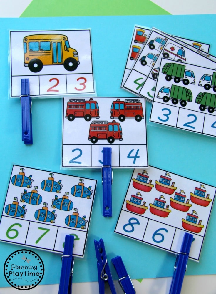 Transportation Counting Activity for Preschool or Kindergarten