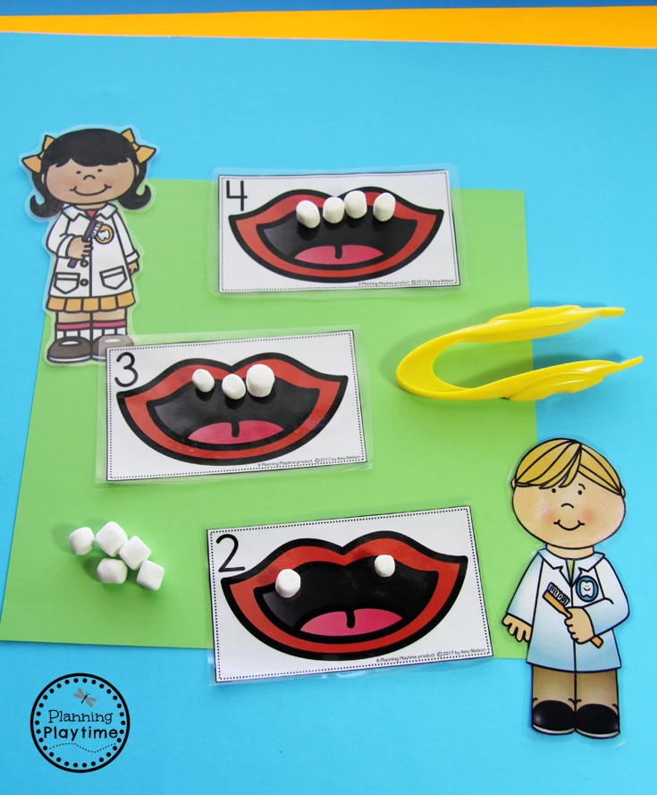 Community Helpers - Dentist and Teeth Counting Activity for kids.