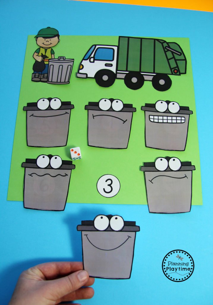 Community Helpers Trash Collector - Hidden Number Trash Pick Up.
