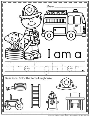 Community Helpers Worksheets - Firefighter