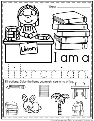 Community Helpers Worksheets - Librarian