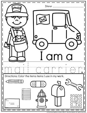 Community Helpers Worksheets - Mail Carrier