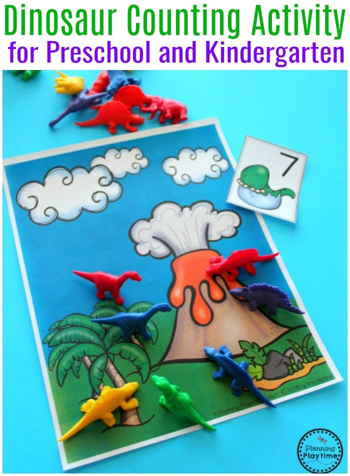Dinosaur Counting Activity for Preschool - Fun Preschool Dinosaur Theme Games #preschool #dinosaurtheme #dinosaur #preschoolactivities