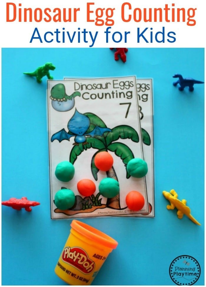 Dinosaur Egg Counting Activity - Fun Preschool Dinosaur Theme #preschool #dinosaurtheme #dinosaur #preschoolactivities #preschoolcounting