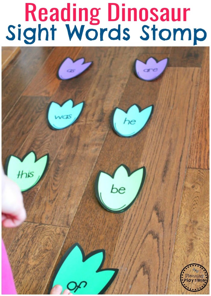 Dinosaur Footprint Sight Words Stomp - Preschool Sight Words Activity. Fun! 