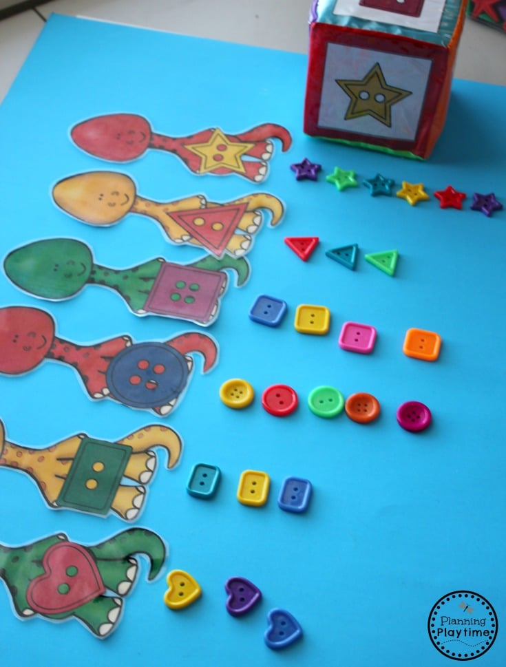Dinosaur Shapes Sorting Activity for Preschool