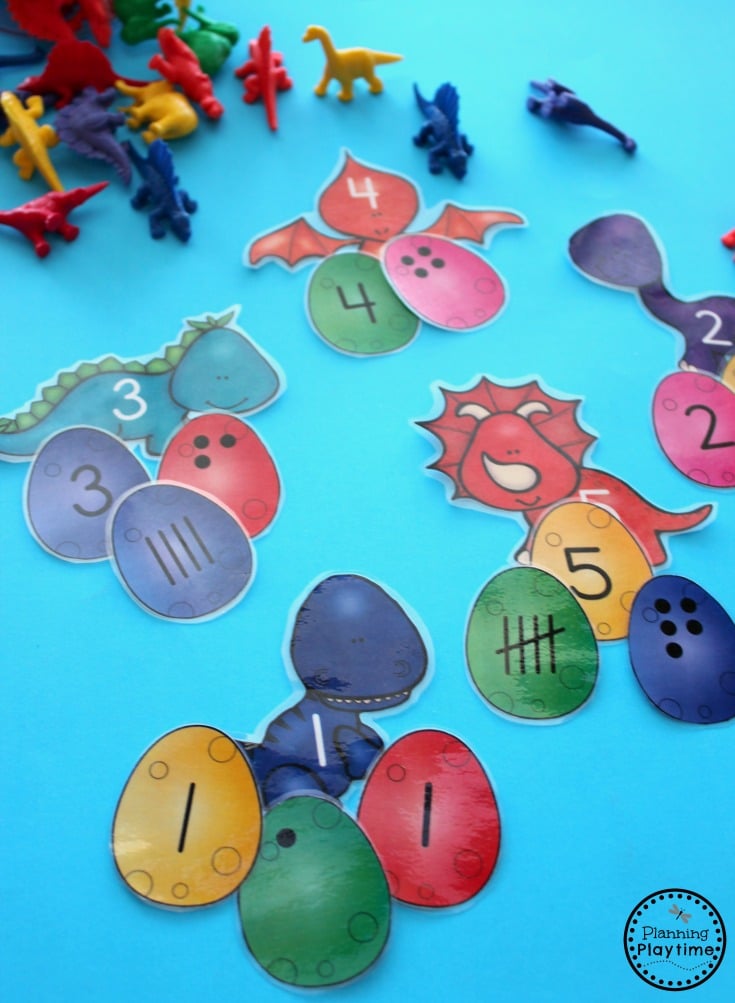 Dinosaur Subitizing Activity for preschool or kindergarten. 