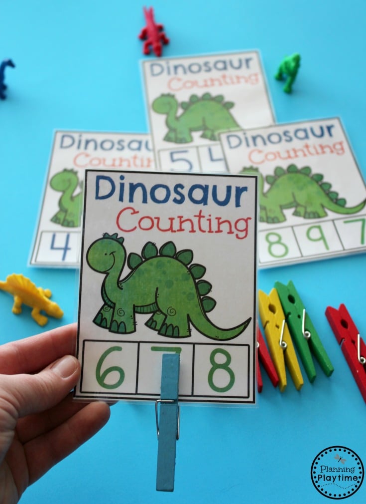 Dinosaur activities and Games for Preschool - Dinosaur Counting Cards