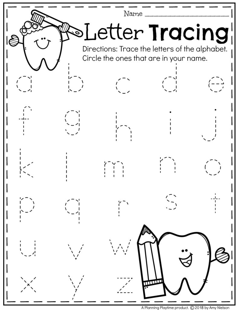 Lowercase Letter Tracing - Dental Health