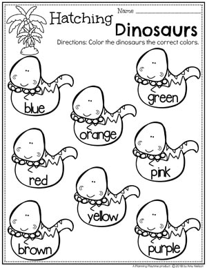 Preschool Colors Worksheets - Dinosaur Theme #dinosaurworksheets #preschoolworksheets #preschool #dinosaurs