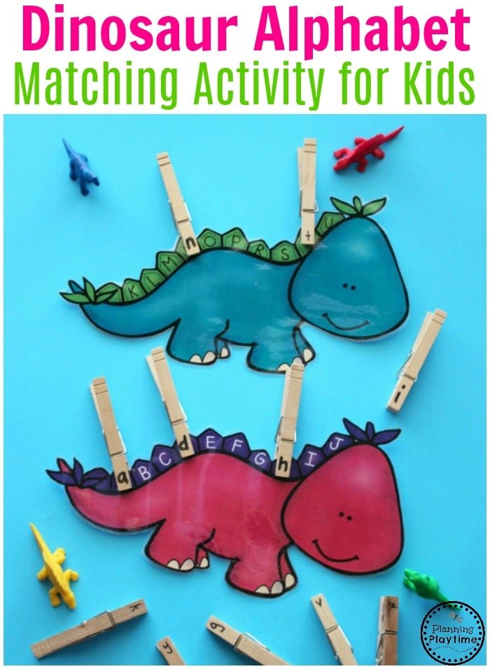 Preschool Dinosaur Letter Matching Activity - Preschool Center #preschool #dinosaurtheme #dinosaur #preschoolactivities