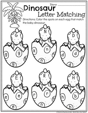 Preschool Dinosaur Worksheets - Color by Letter Worksheets for Preschool #dinosaurworksheets #preschoolworksheets #preschool #dinosaurs #letterworksheets