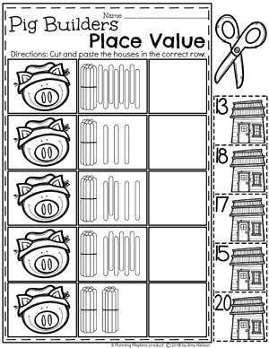 3 Little Pigs Place Value Worksheets for Kindergarten #placevalue #kindergartenmath #mathworksheets #kindergartenworksheets #placevalueworksheets