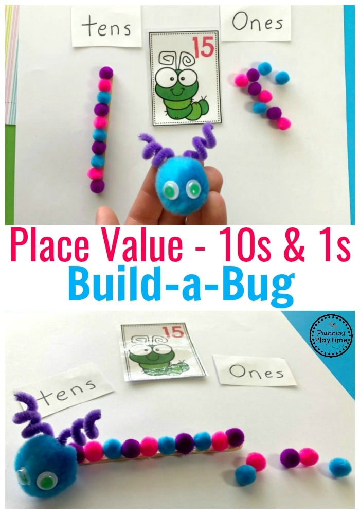 Build a Bug Place Value Activity for Kindergarten - Tens and Ones #placevalue #kindergartenmath #mathgames #kindergartenworksheets #placevaluegames