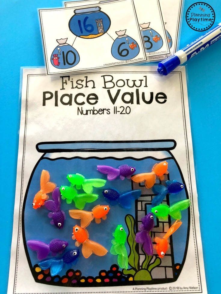 Fun Kindergarten Math Activity - Fish Bowl Place Value #placevalue #kindergartenmath #mathgames #kindergartenworksheets #placevaluegames