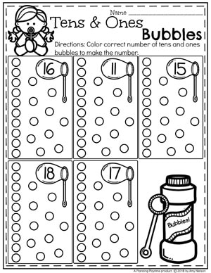 Kindergarten Math Worksheets - Place Value Tens and Ones