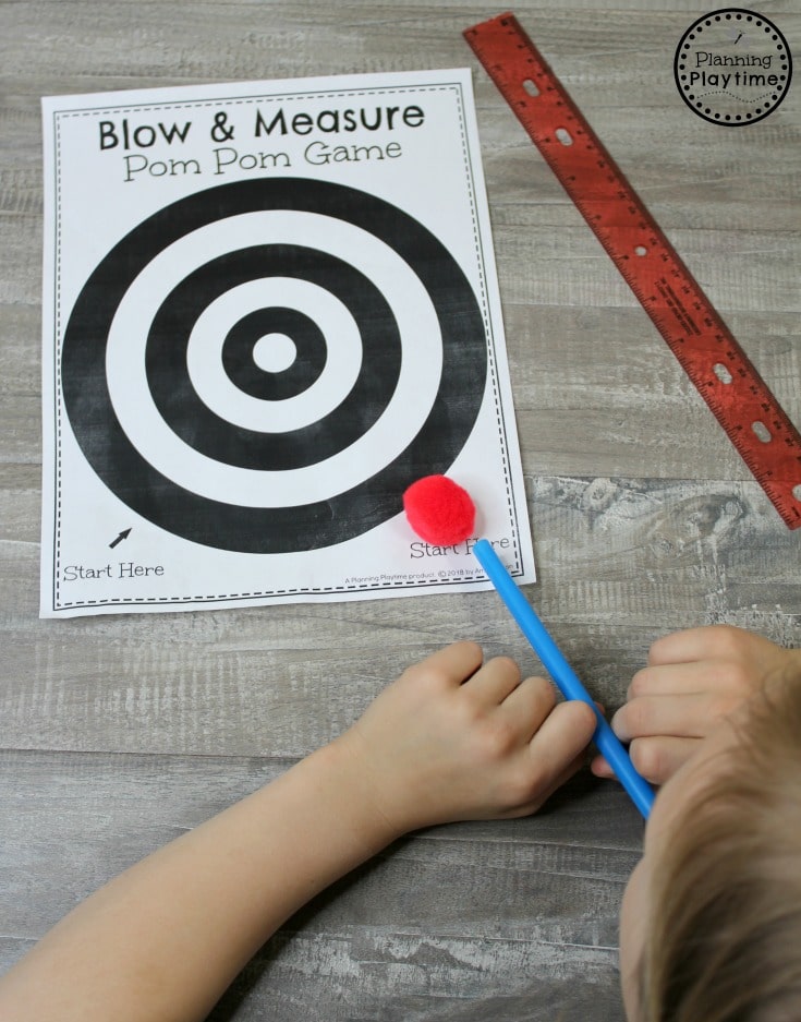 Blow and Compare Measurement Game for Kindergarten Math. #kindergartenmath #measurement