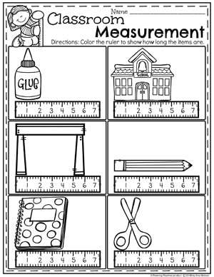 Fun Classroom Measurement Worksheets for Kindergarten math. #kindergartenmath #measurement #mathworksheets #kindergartenworksheets #measurementworksheets