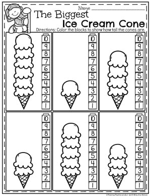 Kindergarten Math Worksheets - Ice Cream Measurement #kindergartenmath #measurement #mathworksheets #kindergartenworksheets #measurementworksheets